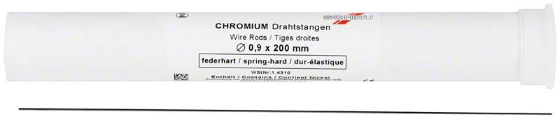CHROMIUM Drahtstangen federhart, 0,9 x 200 mm, in weißer Verpackung.