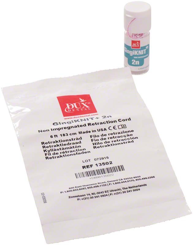 Nicht imprägnierter Retraktionsfaden Gingiknit Gr. 2n mit Verpackung.