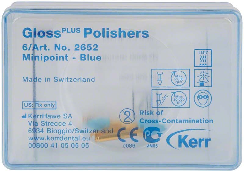 GlossPLUS Polierer Minipoint 2652 in blauer Verpackung.