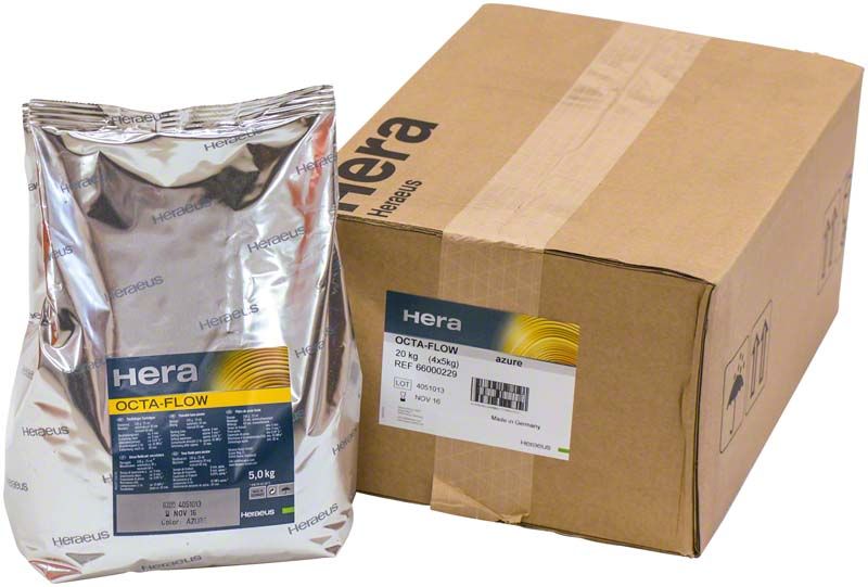 Silberne Verpackung und Karton mit OCTA-FLOW azurblau Aufschrift.