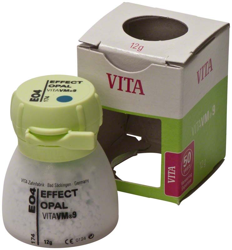 VITA VM9 Effect Opal EO4 12g mit Verpackung im Hintergrund.