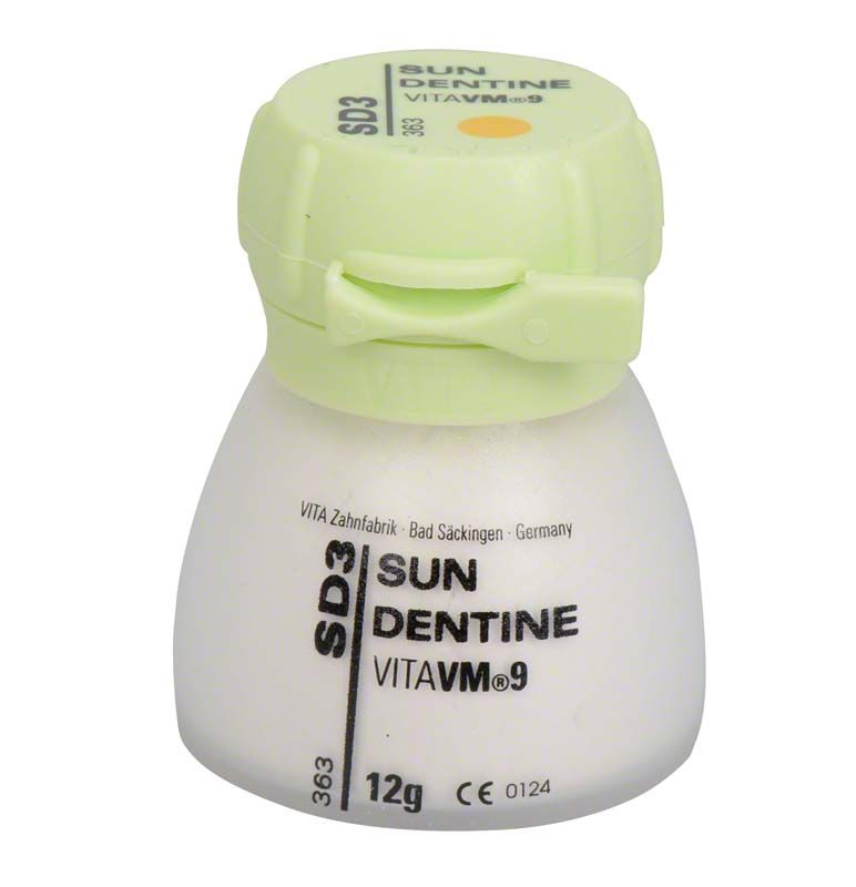 SD3 Sun Dentin VM9 12g Zahnarztmaterial in weißem Behälter.