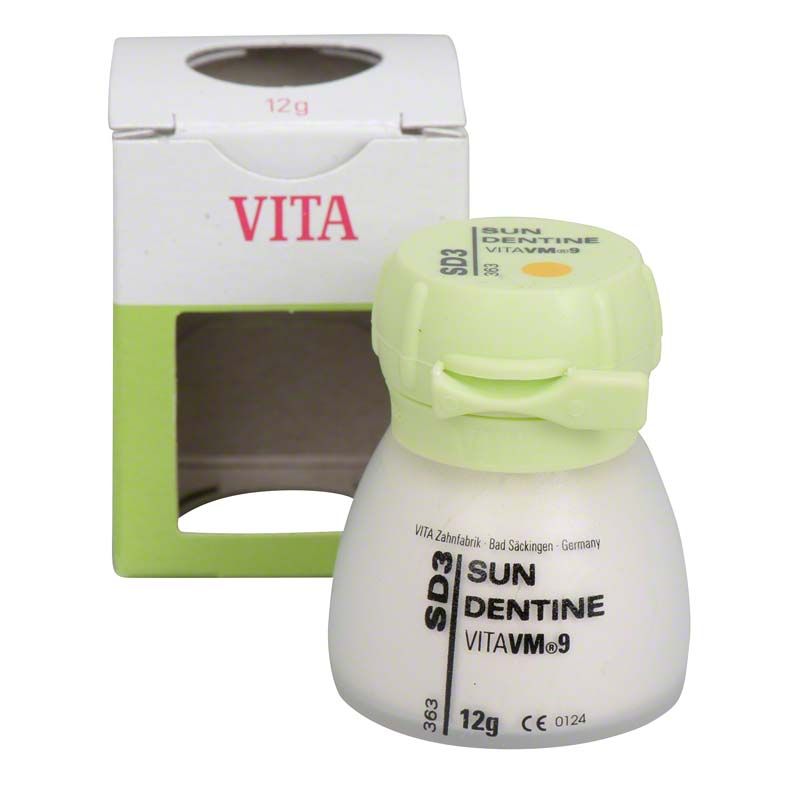SD3 Sun Dentin VM9 12g in weißer Dose vor Verpackung.