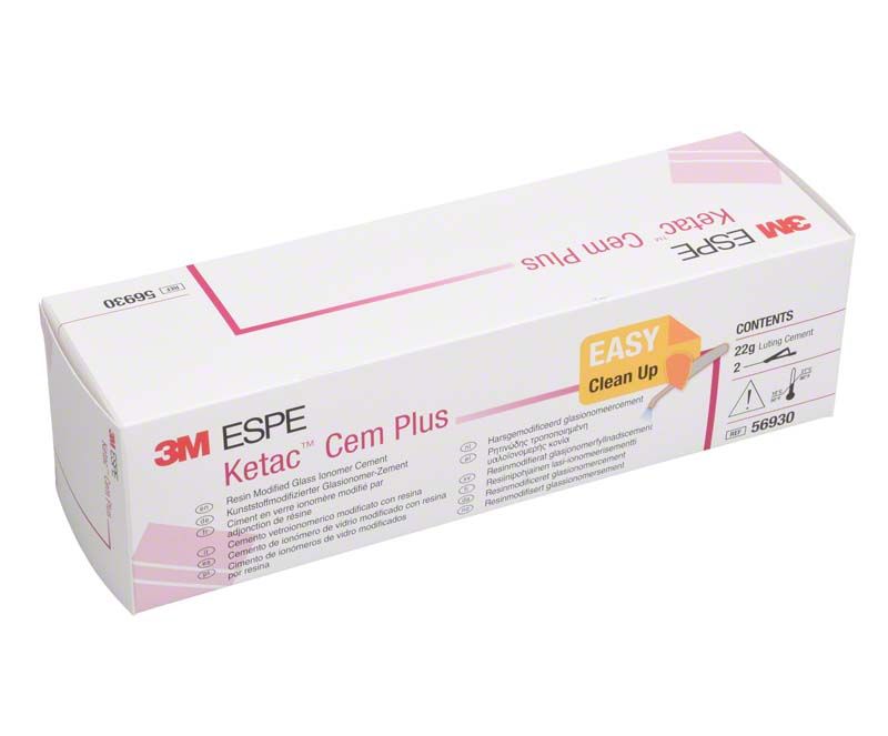 Verpackung des Ketac™ Cem Plus Clicker Refill mit Produktinformationen.