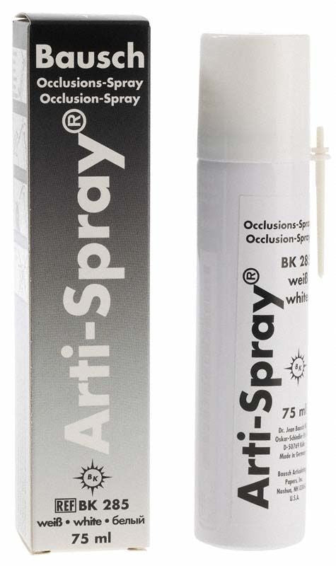 Arti-Spray weiß von Bausch, Occlusions-Spray in 75 ml Flasche.