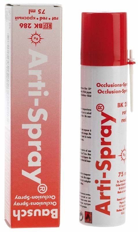 Arti-Spray® rot von Bausch neben der Produktverpackung.