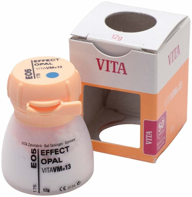 VITA VM13 Effect Opal EO5 Keramikpulver mit Verpackung im Hintergrund