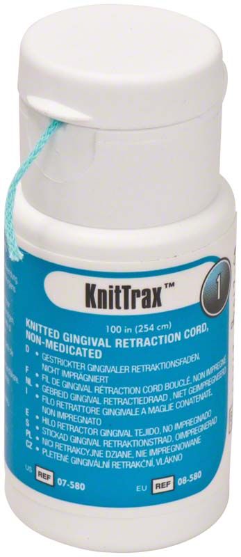 KnitTrax Retraktionsfaden Gr. 1, unbeschichtet, in blauer Verpackung.