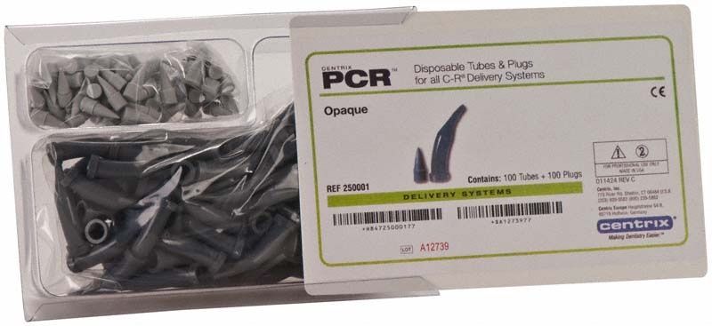 AccuDose Kanülen und Stopfen in Verpackung mit Produktetikett.