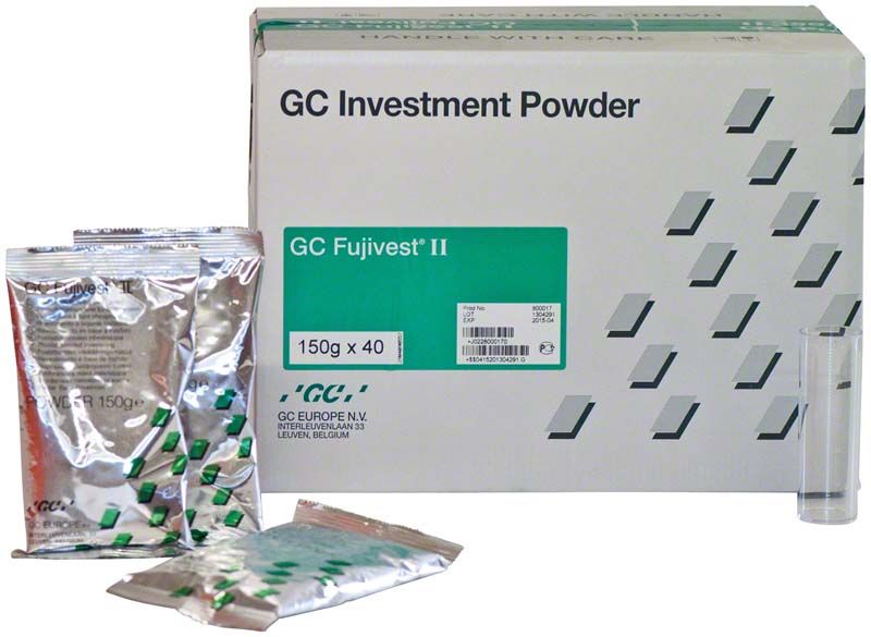 GC Fujivest® II Pulver Verpackung mit 40 Beuteln à 150g.