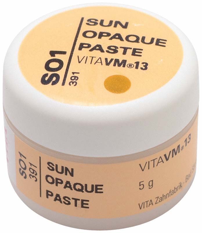 Dose der VM13 Sun Opaque Paste SO1 mit orangefarbenem Etikett.