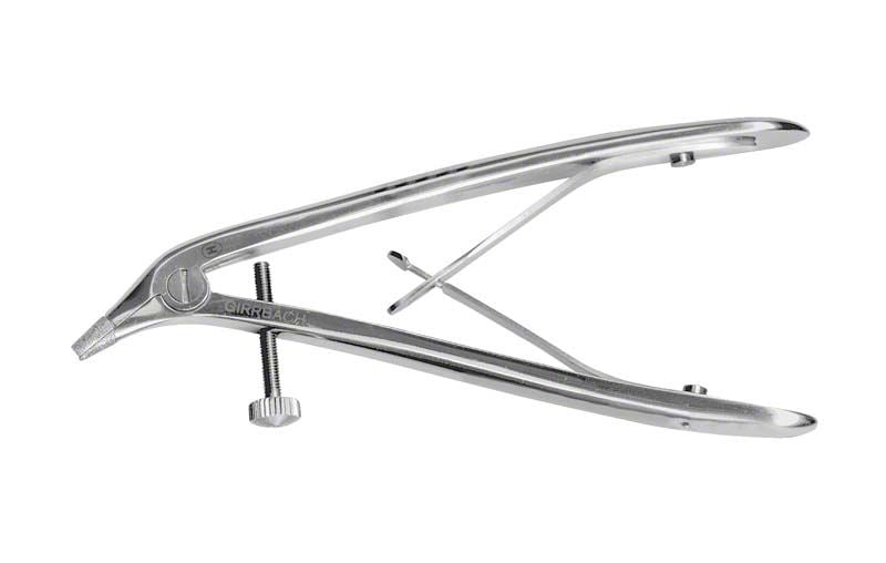 Teleskopkronenzange Teleflex Mini aus Edelstahl mit Rändelschraube.