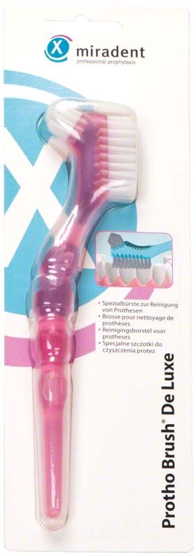 Protho Brush® De Luxe pink transparent in Verpackung mit zwei Bürstenköpfen.