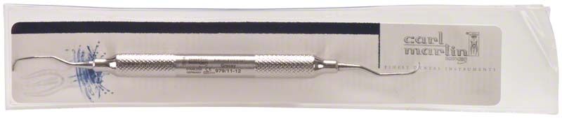 GRACEY-Kürette ERGOTOUCH® Figur 11-12 mit strukturiertem Hohlgriff in Verpackung.