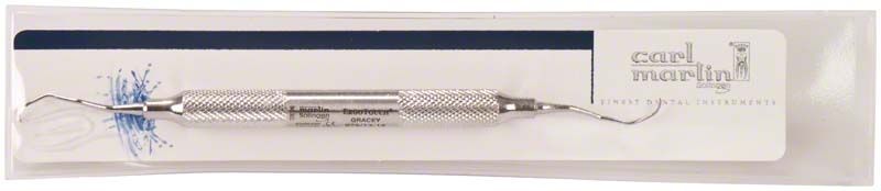 GRACEY-Kürette ERGOTOUCH® Figur 13-14 mit strukturiertem Hohlgriff in Verpackung.