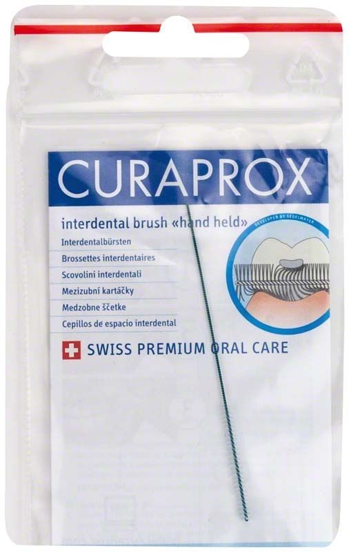 Verpackung der CURAPROX Interdentalbürsten mit langem Stiel, xx-fein.