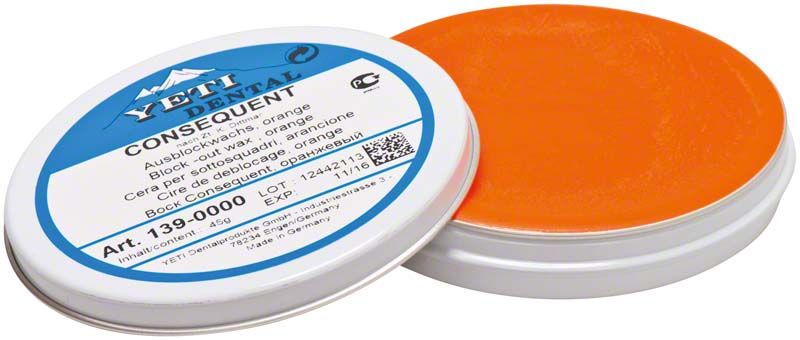 CONSEQUENT Ausblockwachs Dose 45 g in orange mit geöffneter Verpackung.