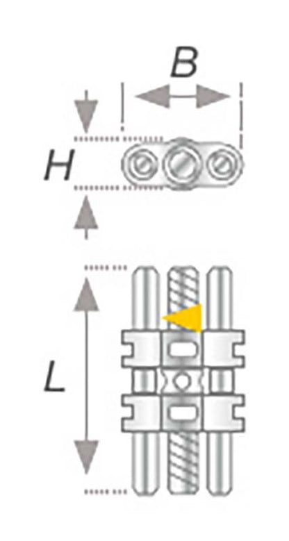 Detailansicht der VECTOR® Standard-Dehnschraube Typ 50 mit gelbem Drehrichtungspfeil.