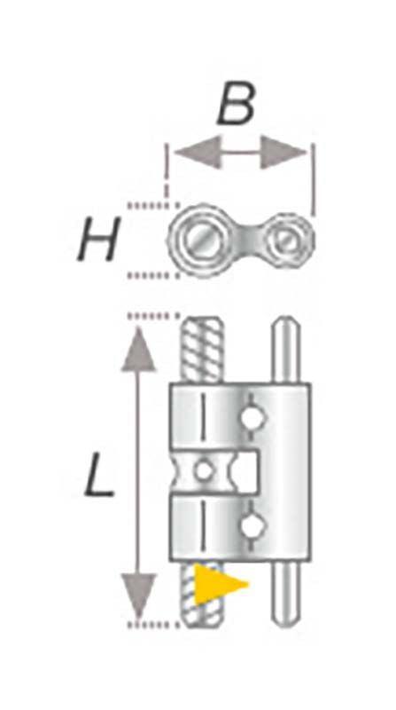 Technische Zeichnung der VECTOR® Standard-Dehnschraube Typ 80 mit gelbem Markierungselement.