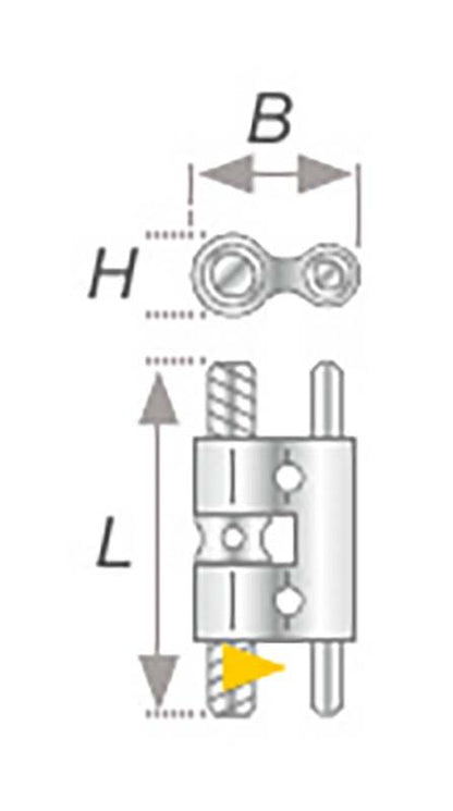 Technische Zeichnung der VECTOR® Standard-Dehnschraube Typ 80 mit gelbem Markierungselement.