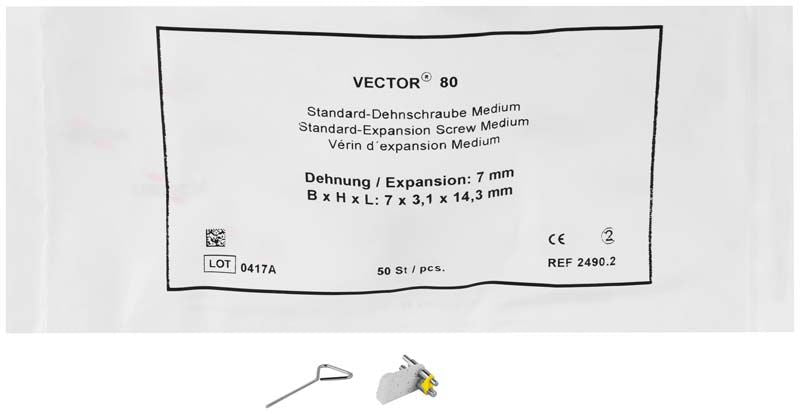 Verpackung der VECTOR® Standard-Dehnschraube Typ 80 mit technischen Spezifikationen.