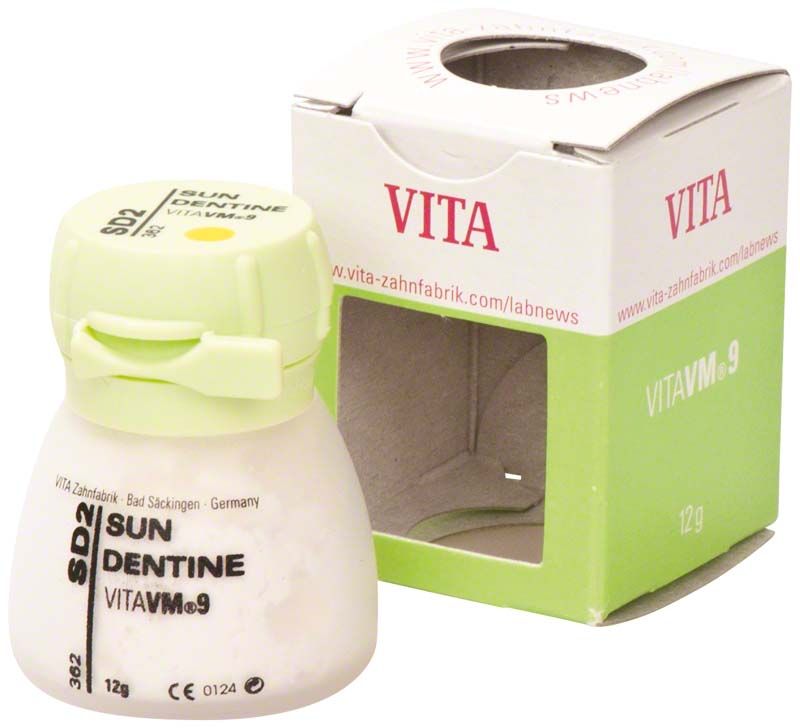 Keramikpulver VM9 Sun Dentin 12g SD2 mit Verpackung von VITA.