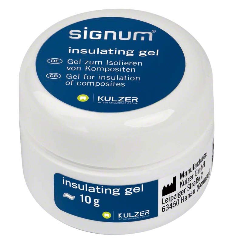 Signum® insulating gel in weißem Behälter mit blauer Aufschrift.