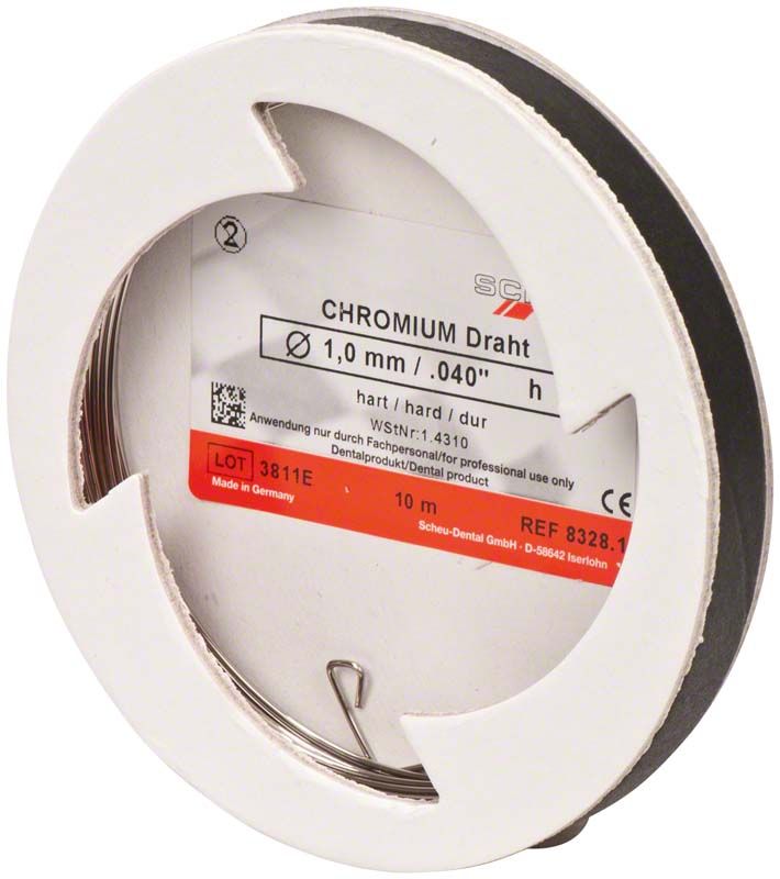 CHROMIUM Spulendraht hart, 1,0mm x 10m auf Rolle mit Etikett.