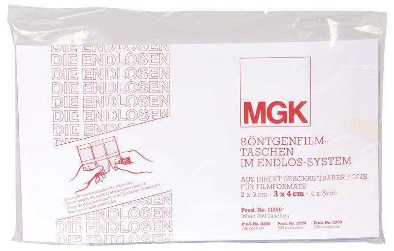 Röntgenfilmtaschen im Endlos-System von MGK, 200 Stück Verpackung.