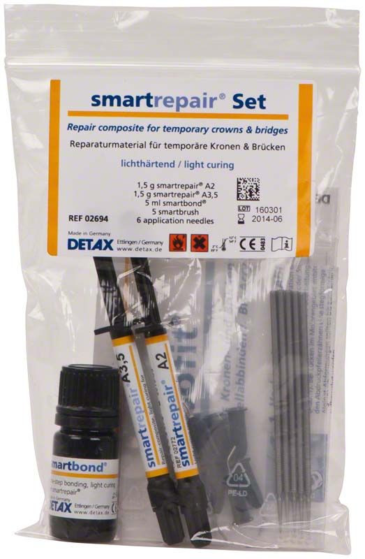 Smartrepair Set von DETAX mit Spritzen und Applikationsnadeln in Verpackung.