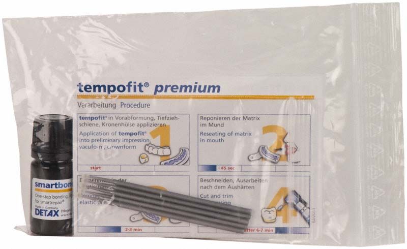 Smartbond Haftvermittler-Flasche neben tempofit premium Verpackung.