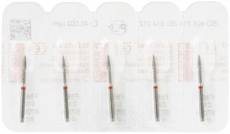Diamantenschleifer FG 863F 012 im Blisterpack mit feiner Körnung.