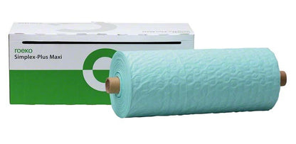 Rolle von ROEKO Simplex-Plus Maxi mint mit Verpackung im Hintergrund.