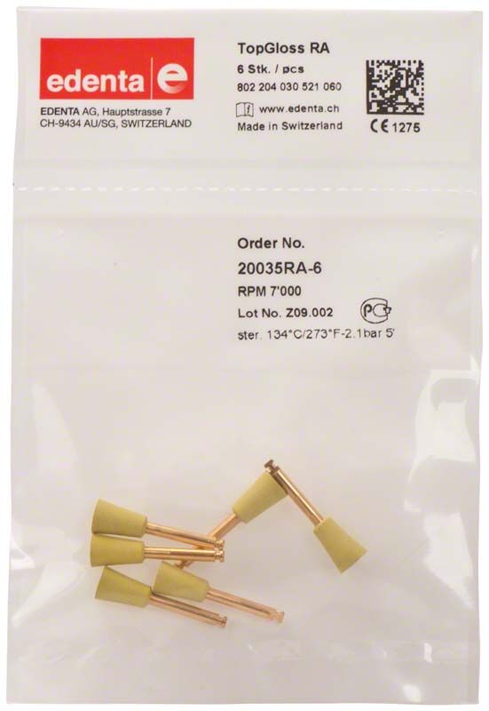 TopGloss Polierer Kelch in transparenter Verpackung mit Produktdetails.