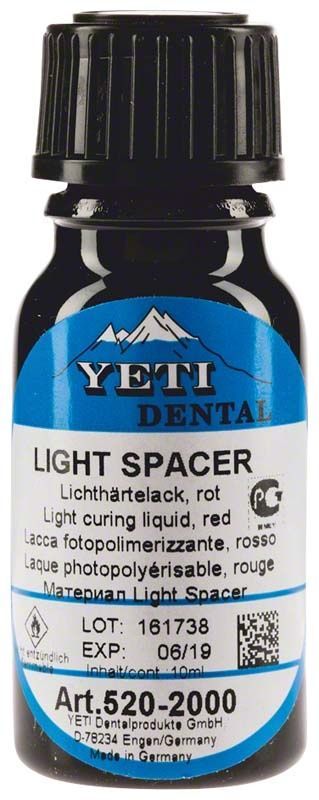 Schwarze Flasche Yeti Dental Light Spacer, roter Lichthärtelack.