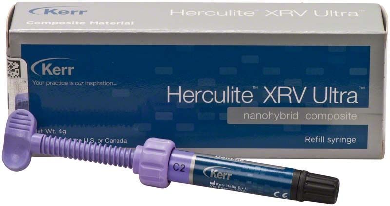 Herculite XRV Ultra Dentin Spritze C2 vor Verpackung.