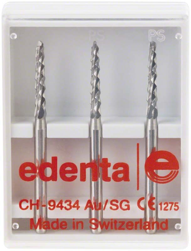 Drei Lindemannfräser C162A 016 FGXL in transparenter Verpackung.