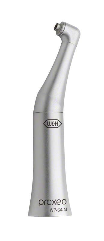 Dentales Proxeo Winkelstück WP-64 M in silberner Farbe.