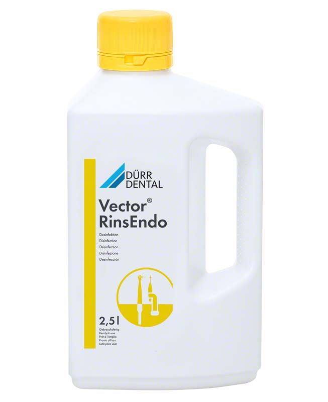 Vector Desinfektion 2,5 Liter Flasche mit gelbem Deckel und Dürr Dental Logo