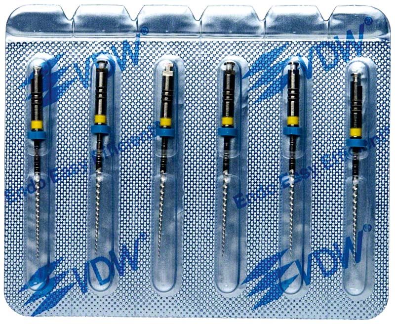 FlexMaster NiTi-Feilenset in Blisterverpackung, sechs Feilen sichtbar.