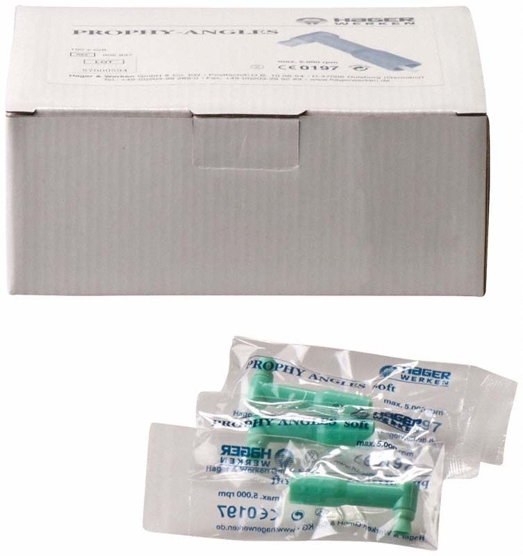Verpackungseinheit von Prophy-Angles soft mit einzeln verpackten Aufsätzen.