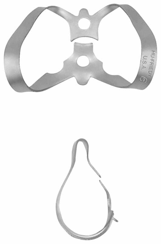 Kofferdam-Klammer Satin Steel Figur 6 für OK/UK Frontzähne.