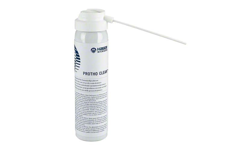 Vollsynthetisches Protho Clean® Pflegemittel-Spray für Kunststoffprothesen.