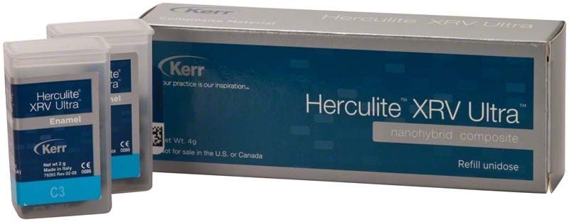 Herculite XRV Ultra Enamel Unidose C3 Verpackung mit zwei Einzeldosen.