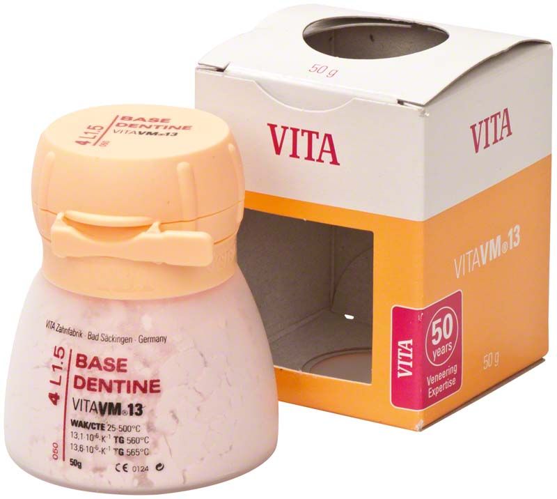VM13 3D Base Dentin 50g 4L1.5 mit geöffneter Verpackung.