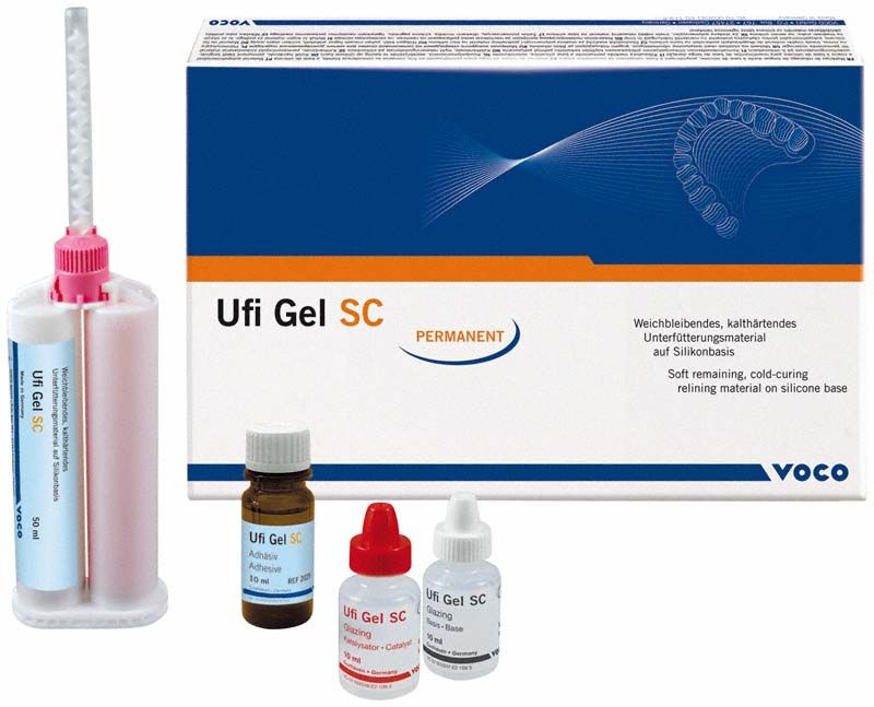 Ufi Gel® SC Set mit Kartusche, Fläschchen und Box im Hintergrund.