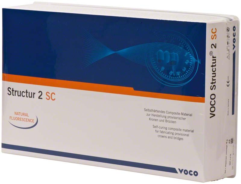 Verpackung der Structur 2 SC Kartusche mit Dispenser, VOCO-Logo sichtbar.