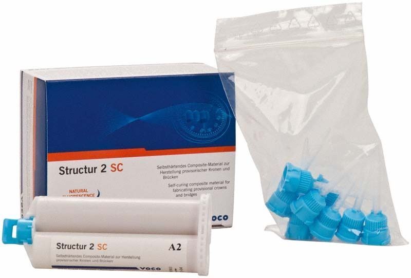 Structur 2 SC Kartusche A2 75g mit blauen Mischdüsen und Verpackung.