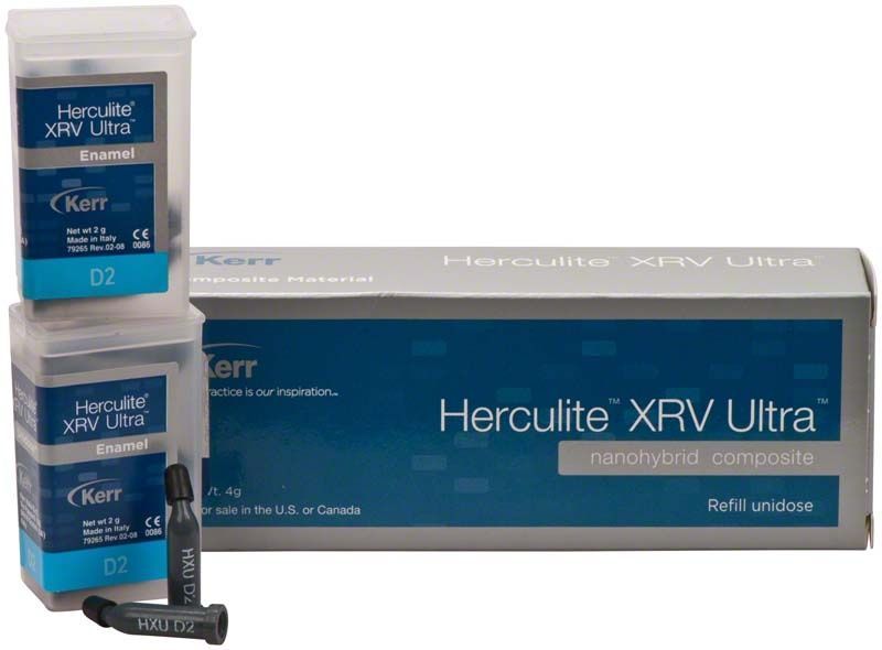 Herculite XRV Ultra Enamel Unidose D2 Verpackung mit Nanohybrid-Composite.