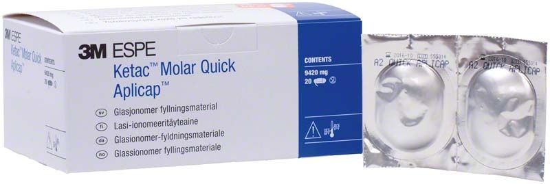 Ketac Molar Quick Aplicap 20er A2 Verpackung mit Glasionomer-Füllmaterial.